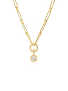 Blaire Bezel Round CZ Charm Necklace
