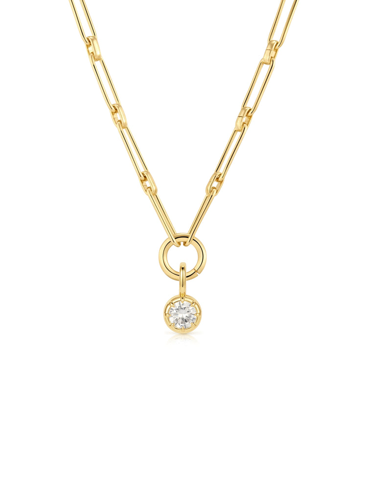 Blaire Bezel Round CZ Charm Necklace