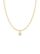 Blaire Bezel Round CZ Charm Necklace
