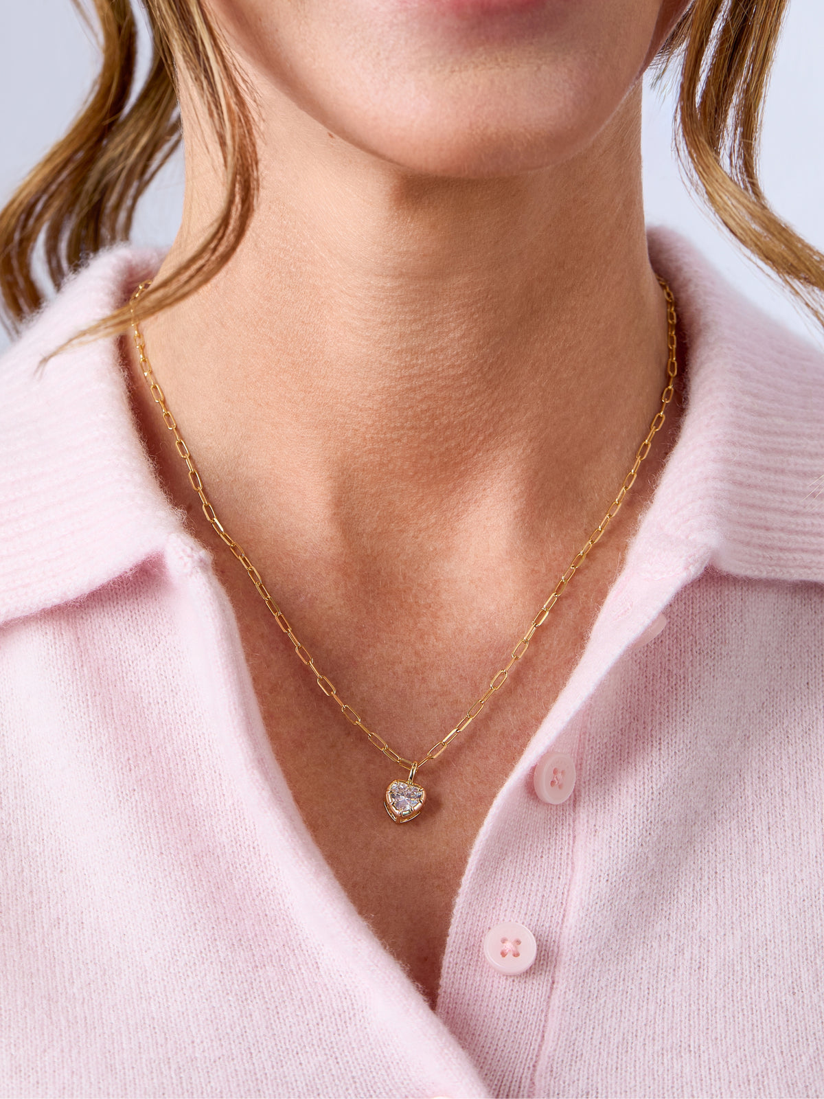 Blaire Bezel Heart CZ Charm Necklace