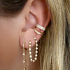 Blake Bezel Diamond Dangle Huggie Earrings 14K