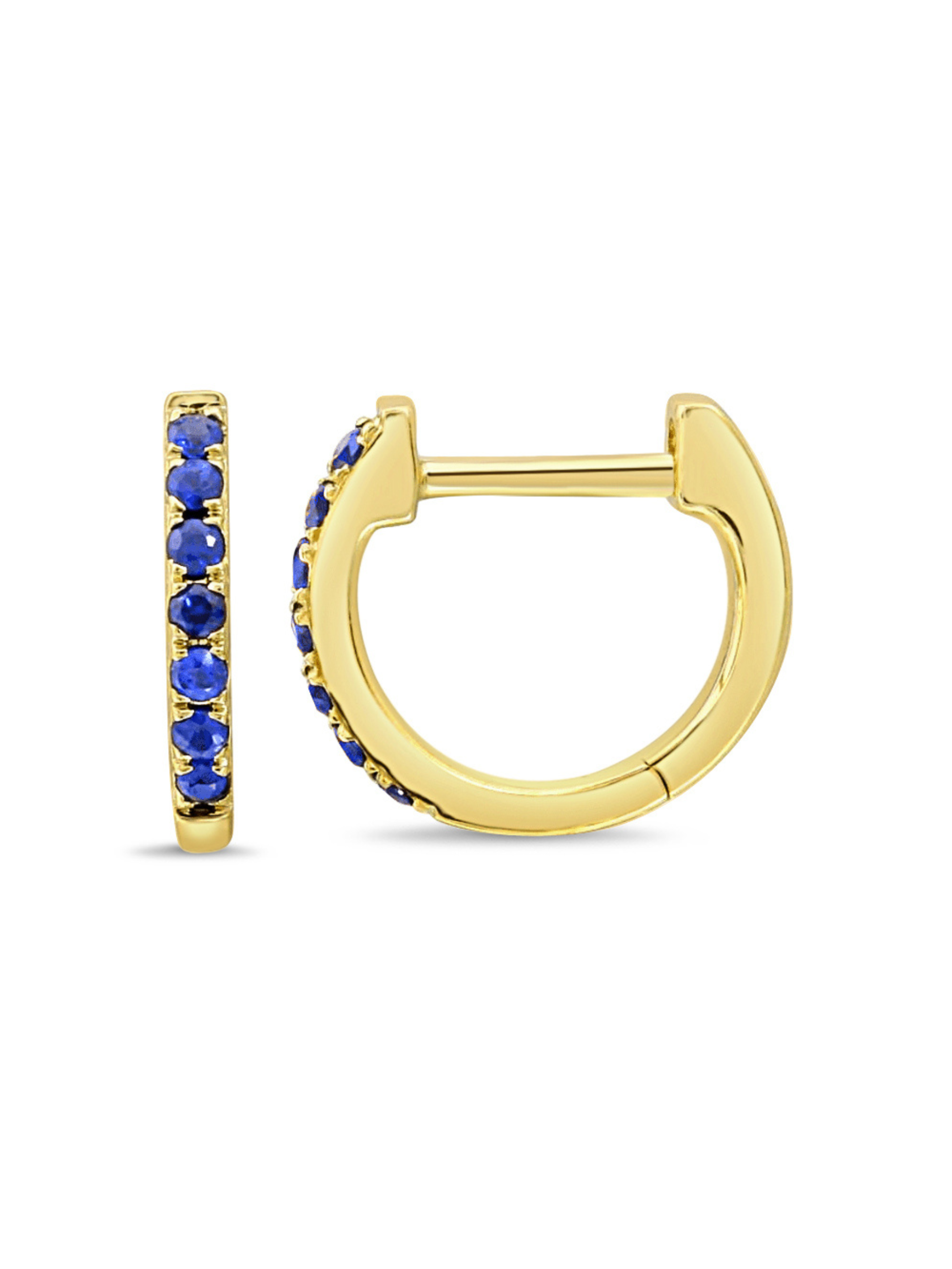 Blue Sapphire Huggie Earrings 14K