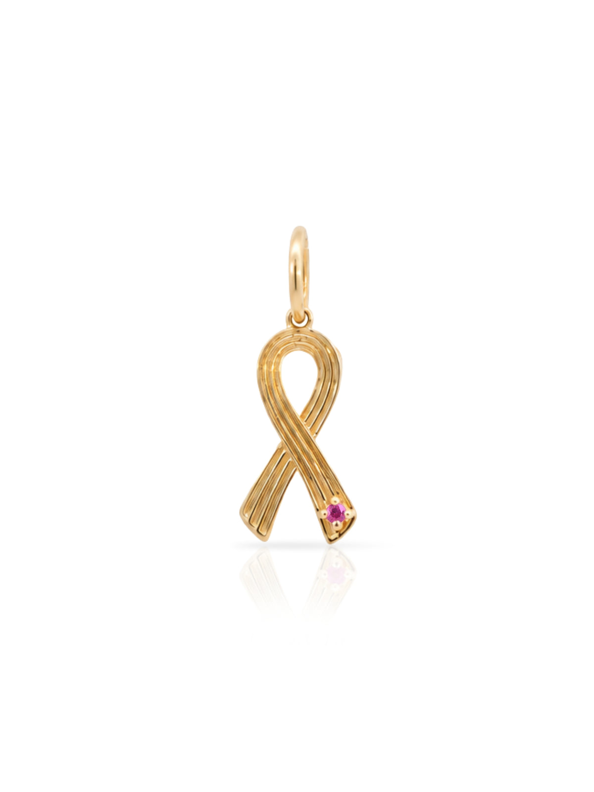 Breast Cancer Awareness Pink Sapphire Charm 14K