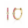 Bridget Birthstone and Diamond Huggie Earring - Pink Sapphire 14K