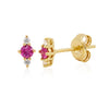 Bridget Birthstone and Diamond Stud Earring - Pink Sapphire 14K