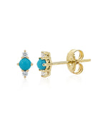 Bridget Birthstone and Diamond Stud Earring - Turquoise 14K