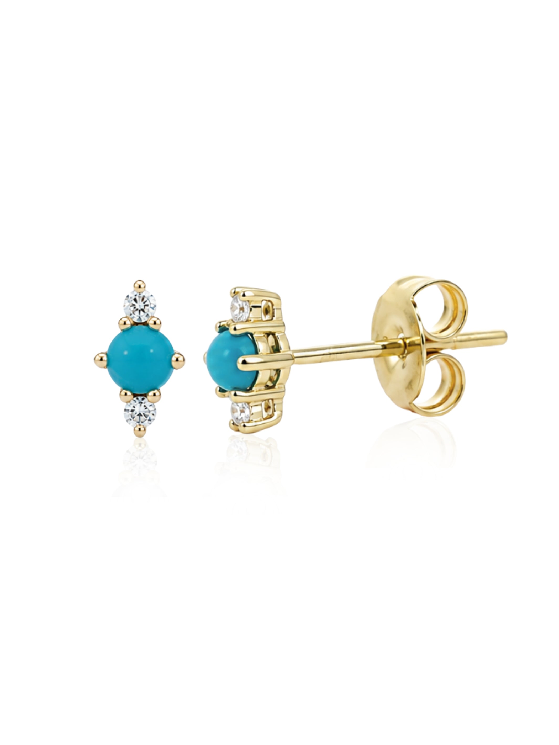 Bridget Birthstone and Diamond Stud Earring - Turquoise 14K