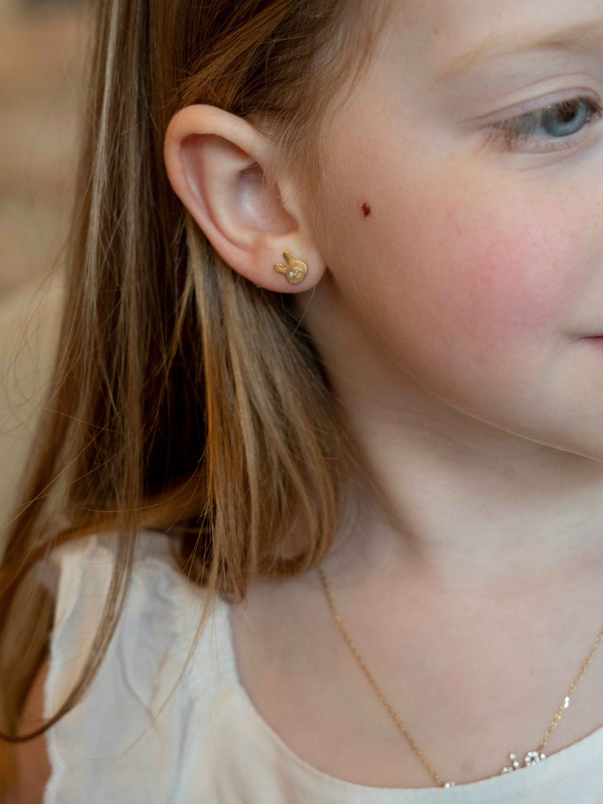 Kid Bunny Rabbit Stud Earrings 9K