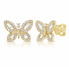 Baguette Diamond Butterfly Stud Earrings 14K