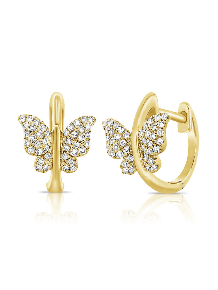 Butterfly Huggie Earrings 14K