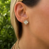 Chloe Clover Mother of Pearl and Diamond Stud Earrings 14K