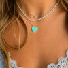 Clara Turquoise Diamond Heart Necklace 14K