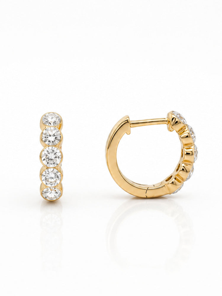 Round Lab Diamond Chunky Huggie 14K