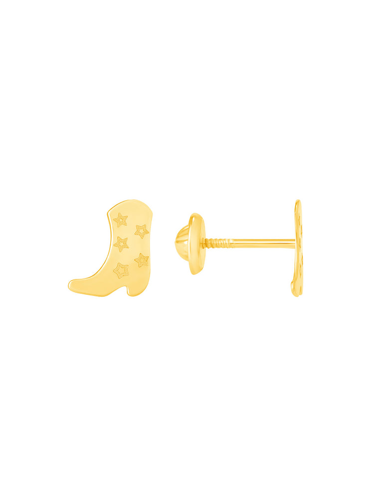 Kid Cowboy Boot Stud Earrings 9K