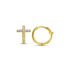Cross CZ Huggie Earrings