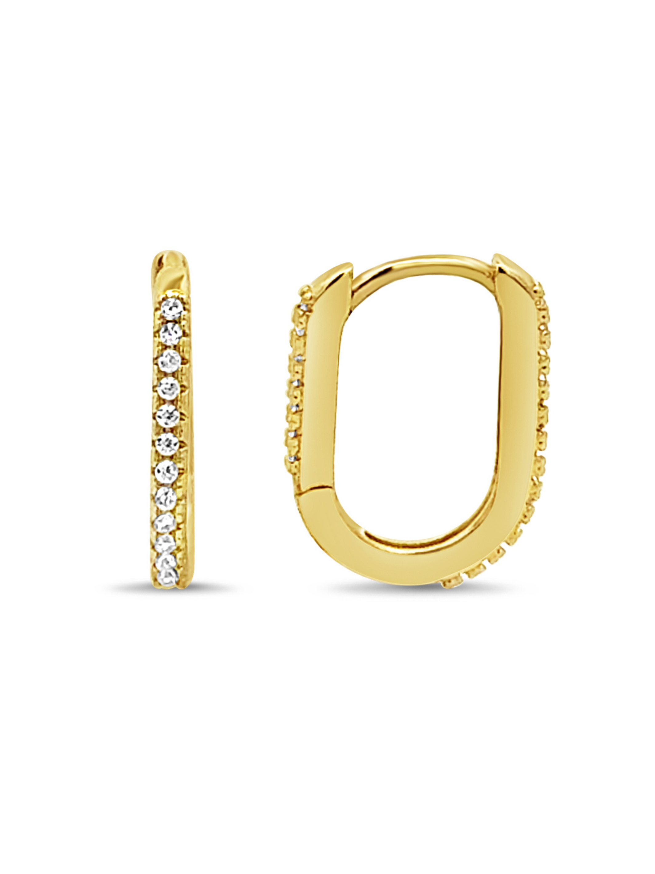 Paperclip CZ Huggie Earrings