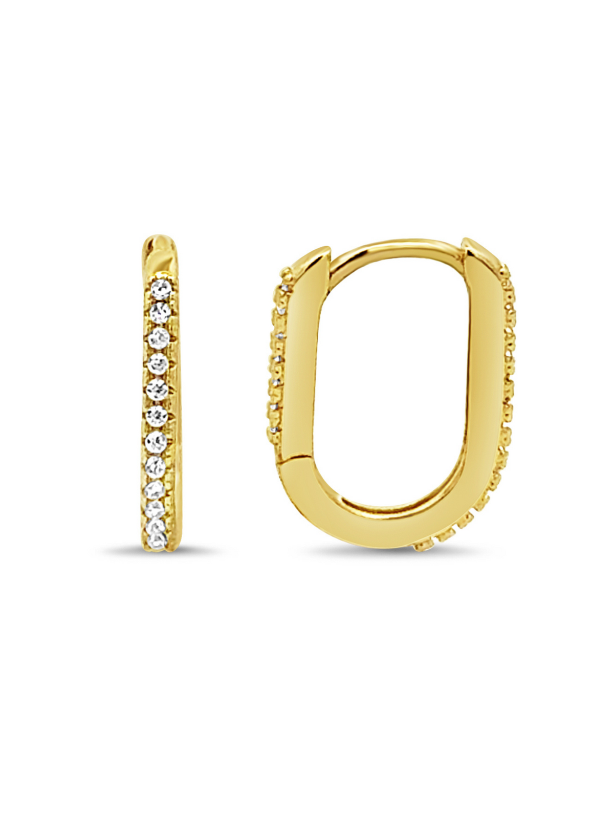 Paperclip CZ Huggie Earrings