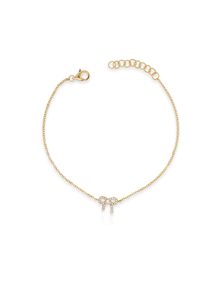 Dainty Diamond Bow Bracelet 14K
