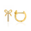 Dainty Diamond Bow Huggie Earrings 14K