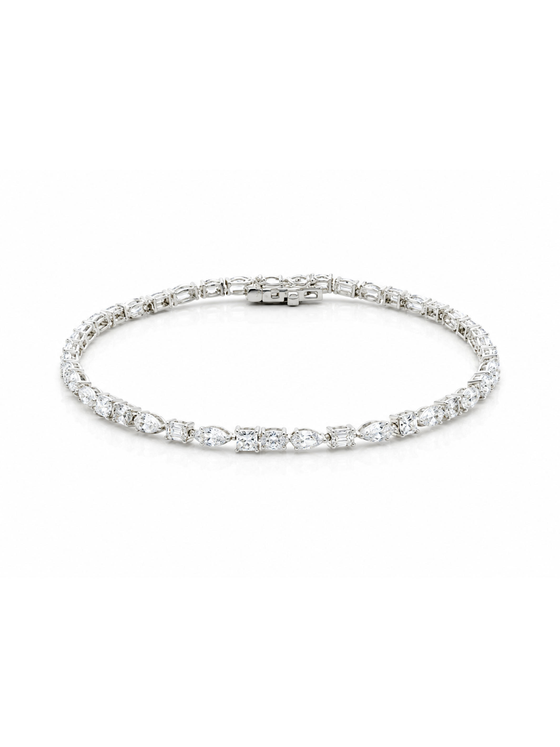 Dainty Mixed Shape Lab Diamond Tennis Bracelet 14K