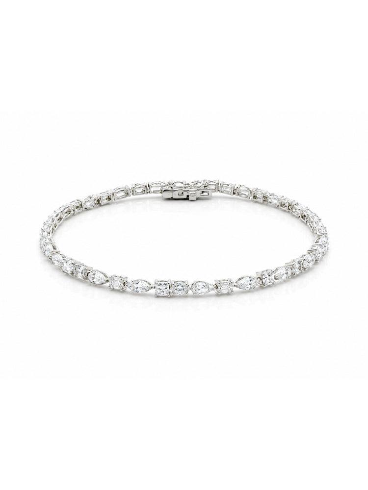 Dainty Mixed Shape Lab Diamond Tennis Bracelet 14K