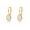 Dakota Pear Diamond Bezel Drop Huggie 14K