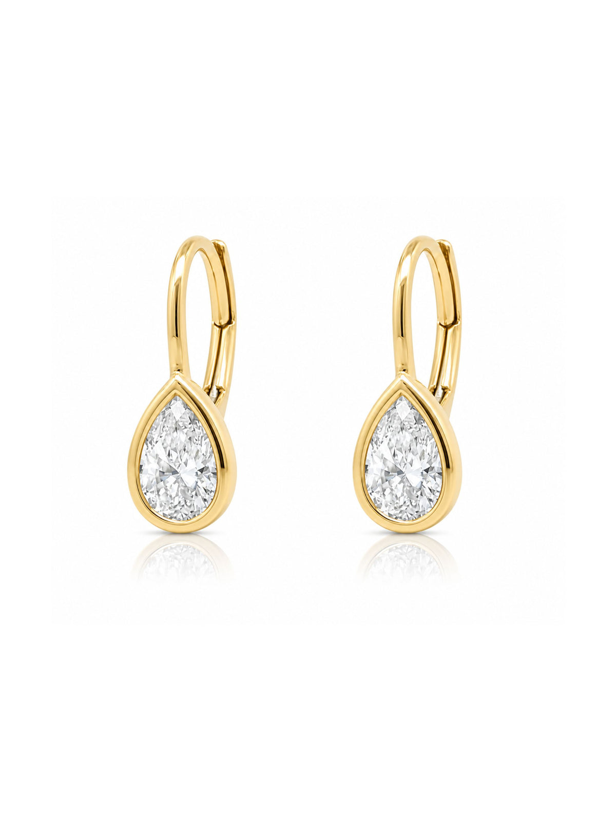 Dakota Pear Diamond Bezel Drop Huggie 14K
