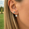 Dakota Round Diamond Bezel Drop Huggie 14K