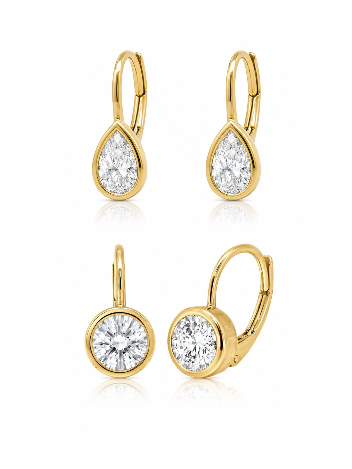 Dakota Diamond Bezel Drop Huggie 14K
