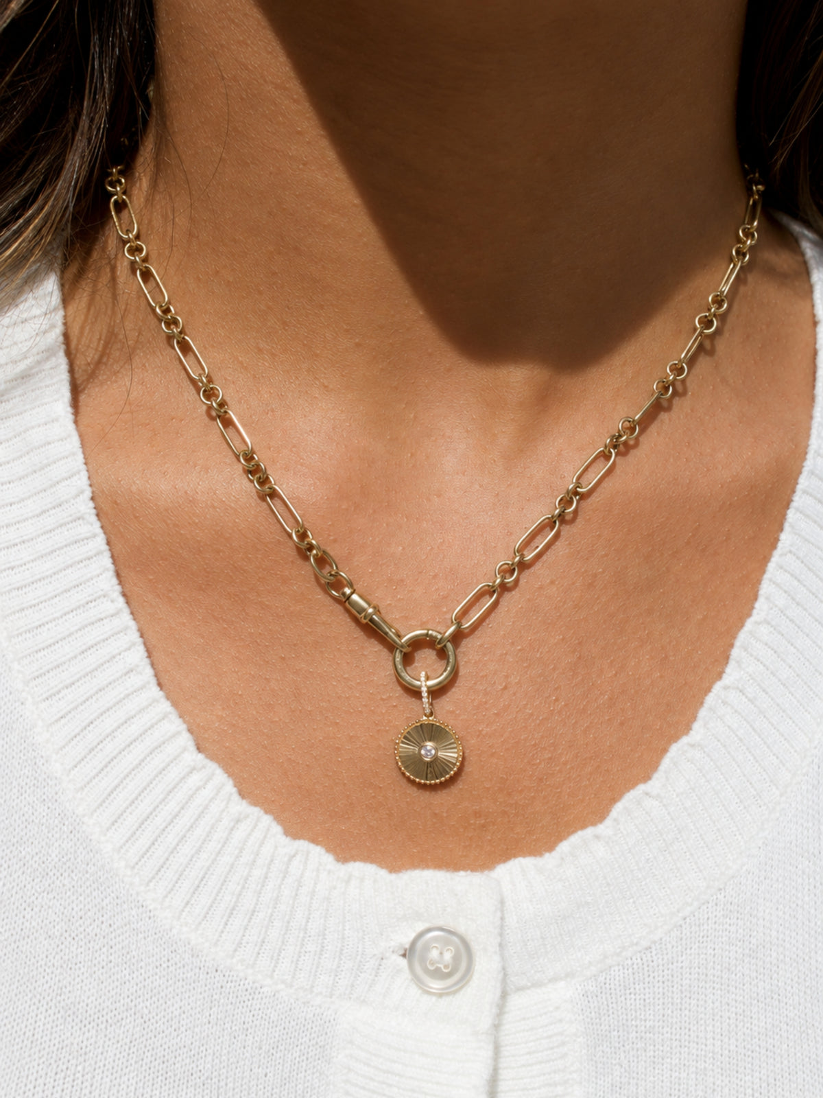 Dawn Diamond Disc Charm 14K