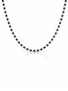 Dee Alternating Blue Sapphire and CZ Tennis Necklace