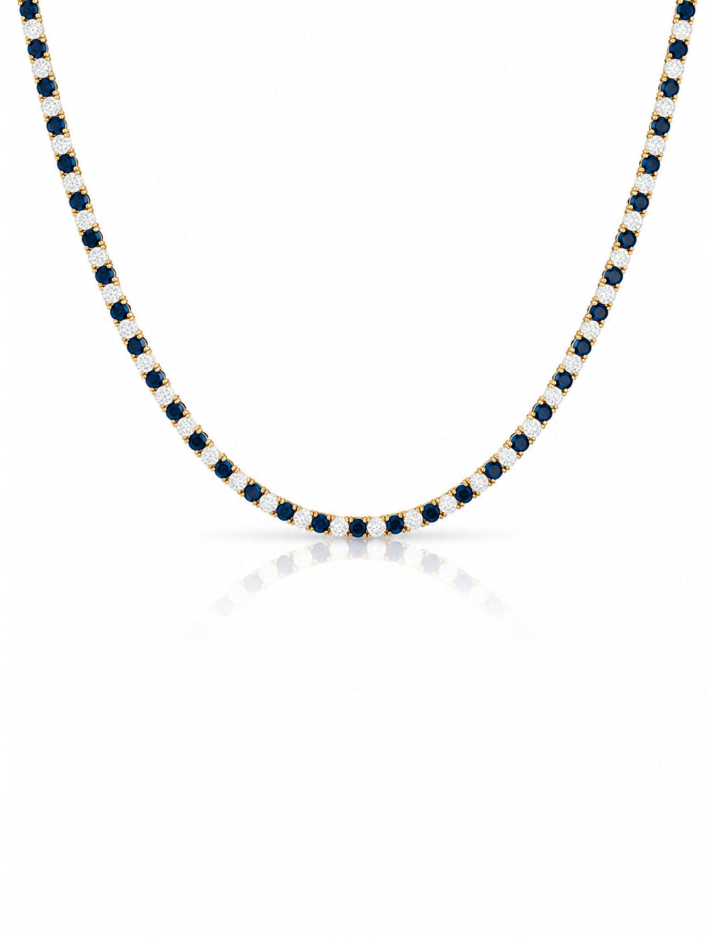 Dee Alternating Blue Sapphire and CZ Tennis Necklace | LeMel – LeMel