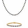 Dee Alternating Blue Sapphire and CZ Tennis Necklace + Bracelet Set