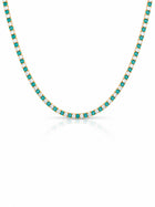 Dee Alternating Turquoise and CZ Tennis Necklace