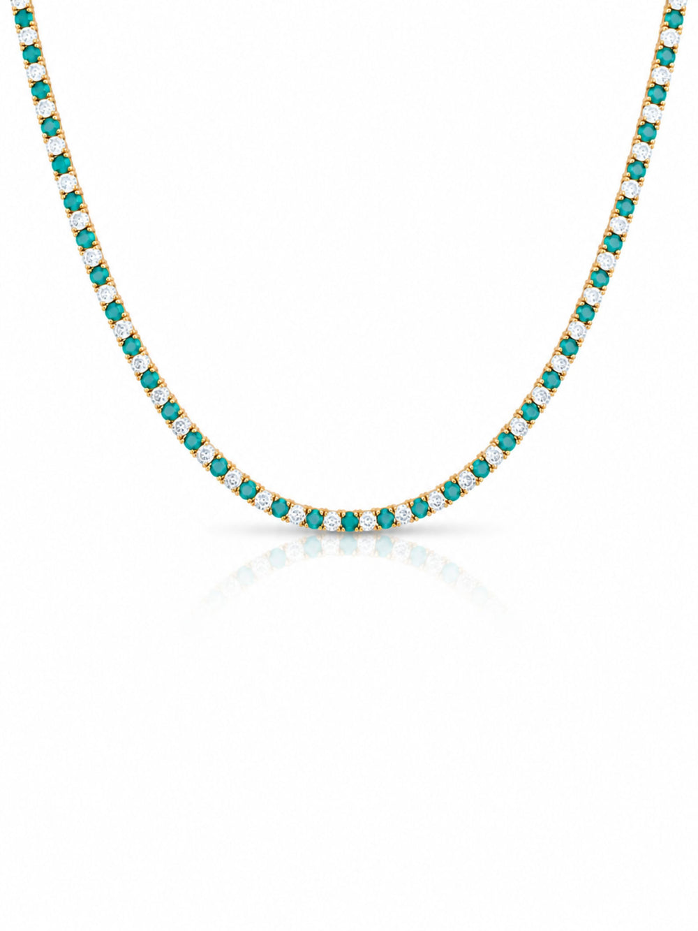 Dee Alternating Turquoise and CZ Tennis Necklace | LeMel – LeMel