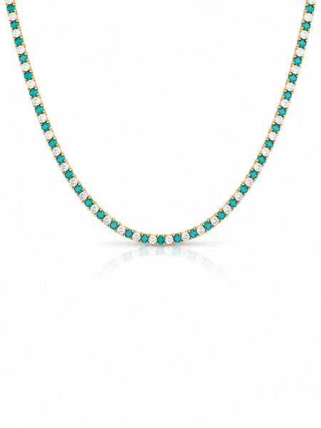 Dee Alternating Turquoise and CZ Tennis Necklace | LeMel – LeMel