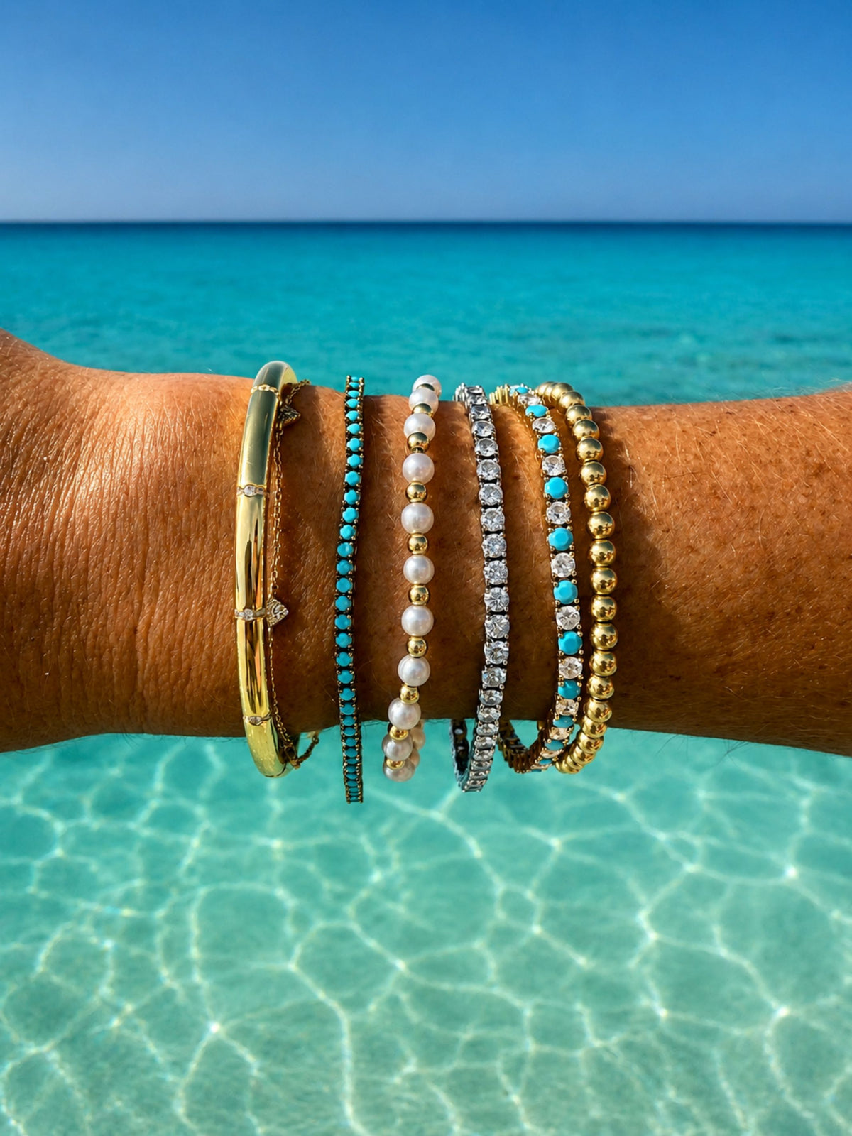 Turquoise Tennis Necklace + Bracelet Set