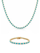 Dee Alternating Turquoise and CZ Tennis Necklace + Bracelet Set