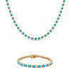 Dee Alternating Turquoise and CZ Tennis Necklace + Bracelet Set