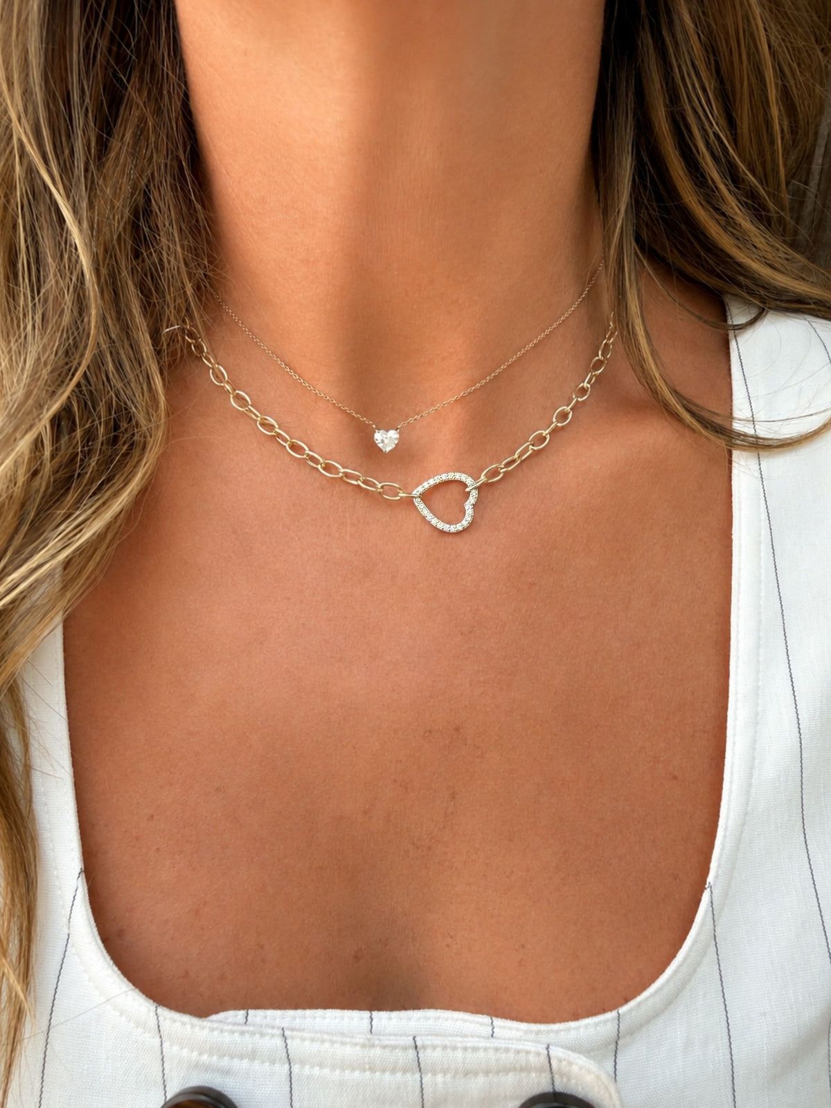 Delaney Diamond Heart Chain Necklace 14K