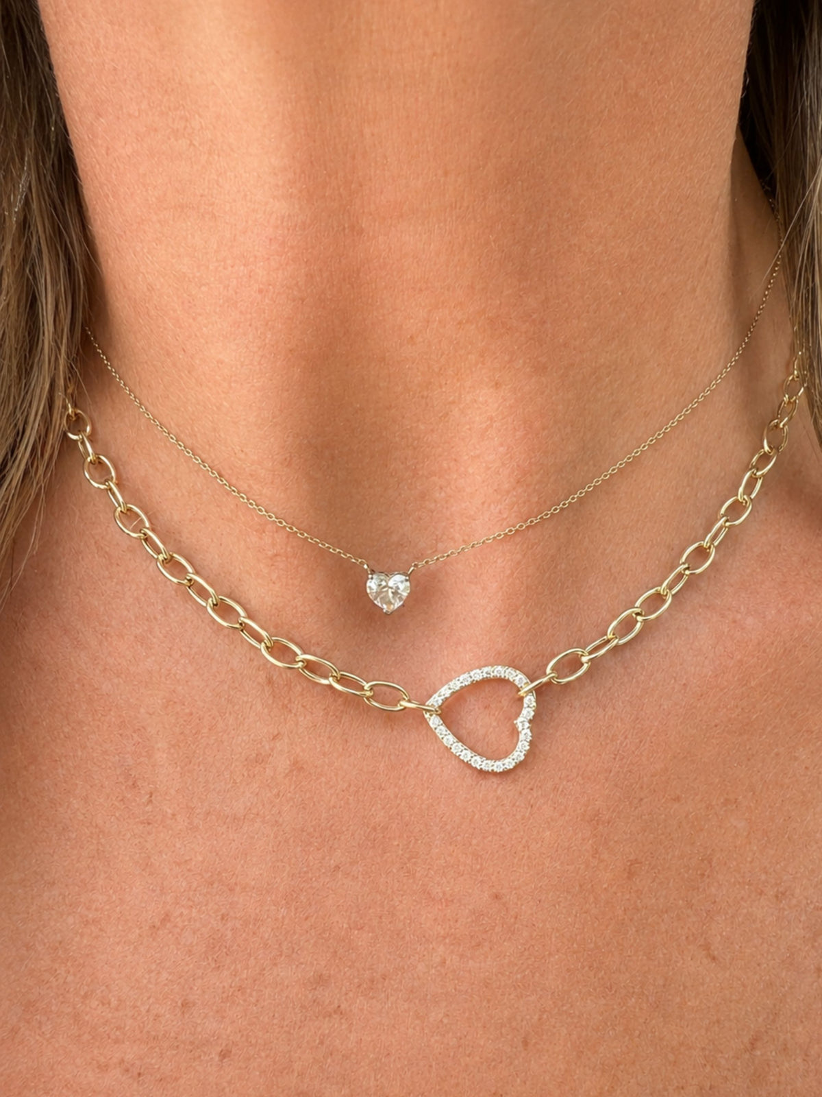 Delaney Diamond Heart Chain Necklace 14K