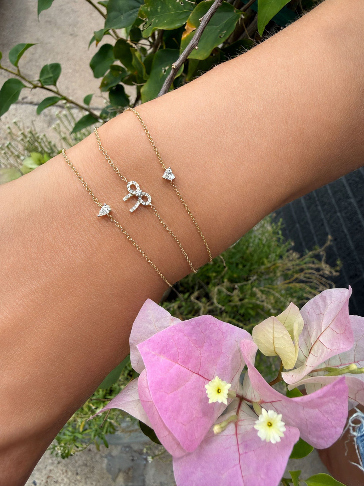 Delilah Dainty Diamond Pear Bracelet 14K