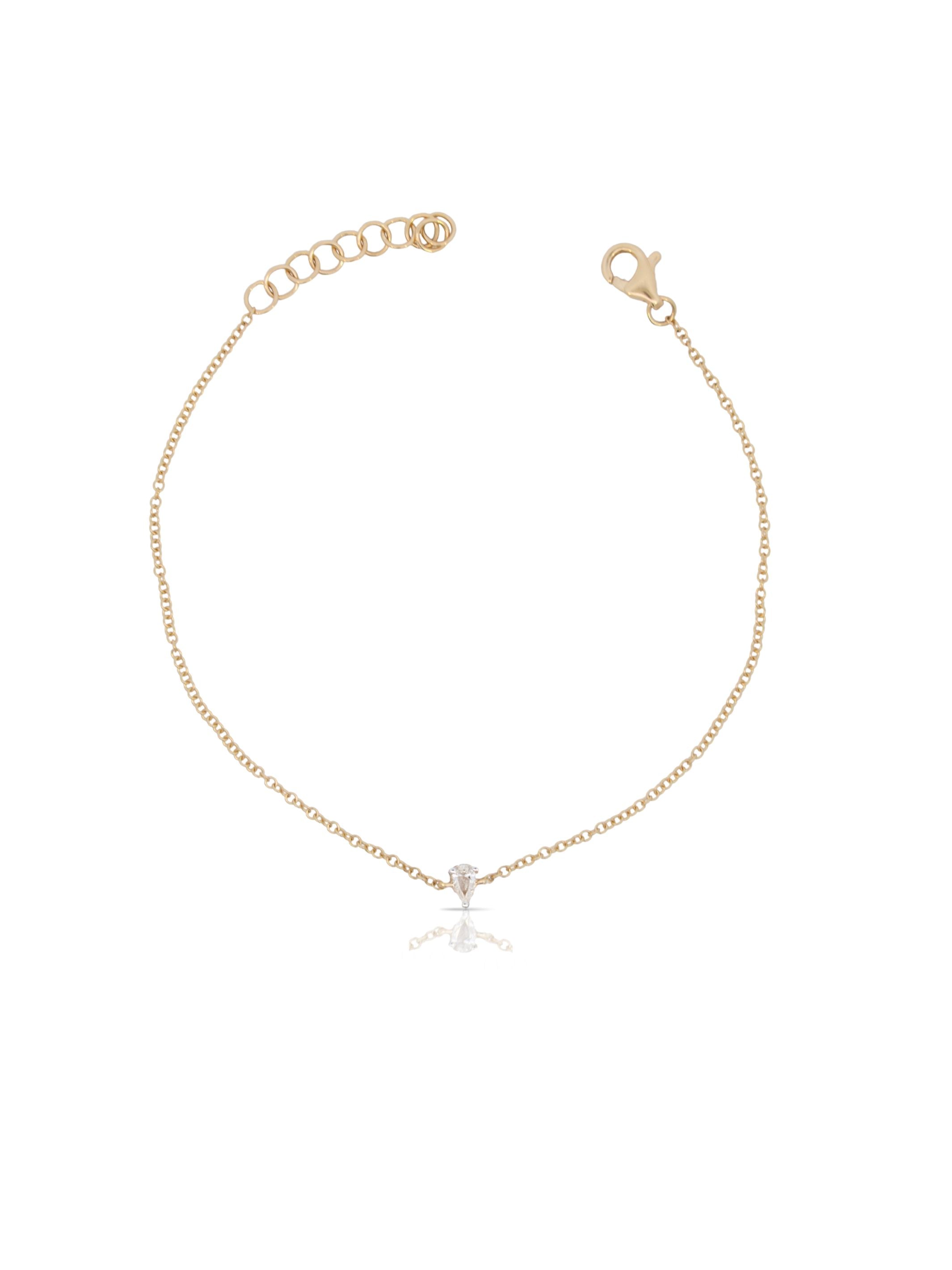 Delilah Dainty Diamond Pear Bracelet 14K