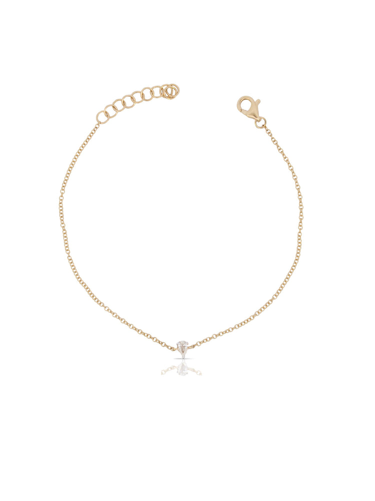 Delilah Dainty Diamond Pear Bracelet 14K