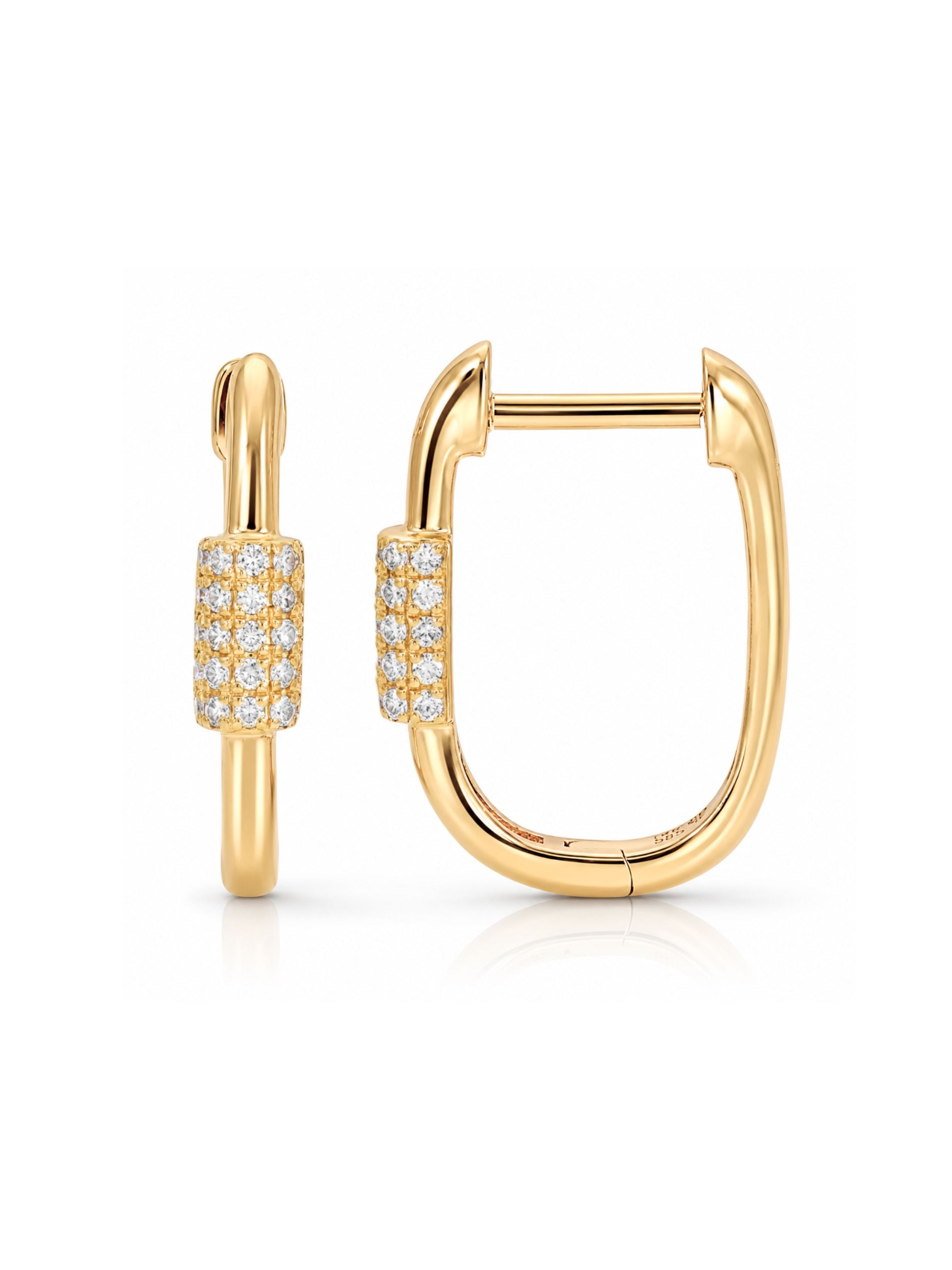 Cora Carabiner Diamond Paperclip Huggie Earring 14K