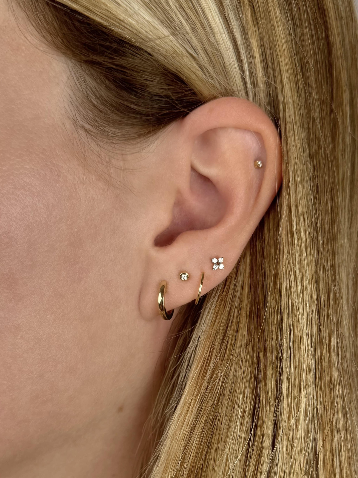 Gigi Flower Stud Earrings 14K