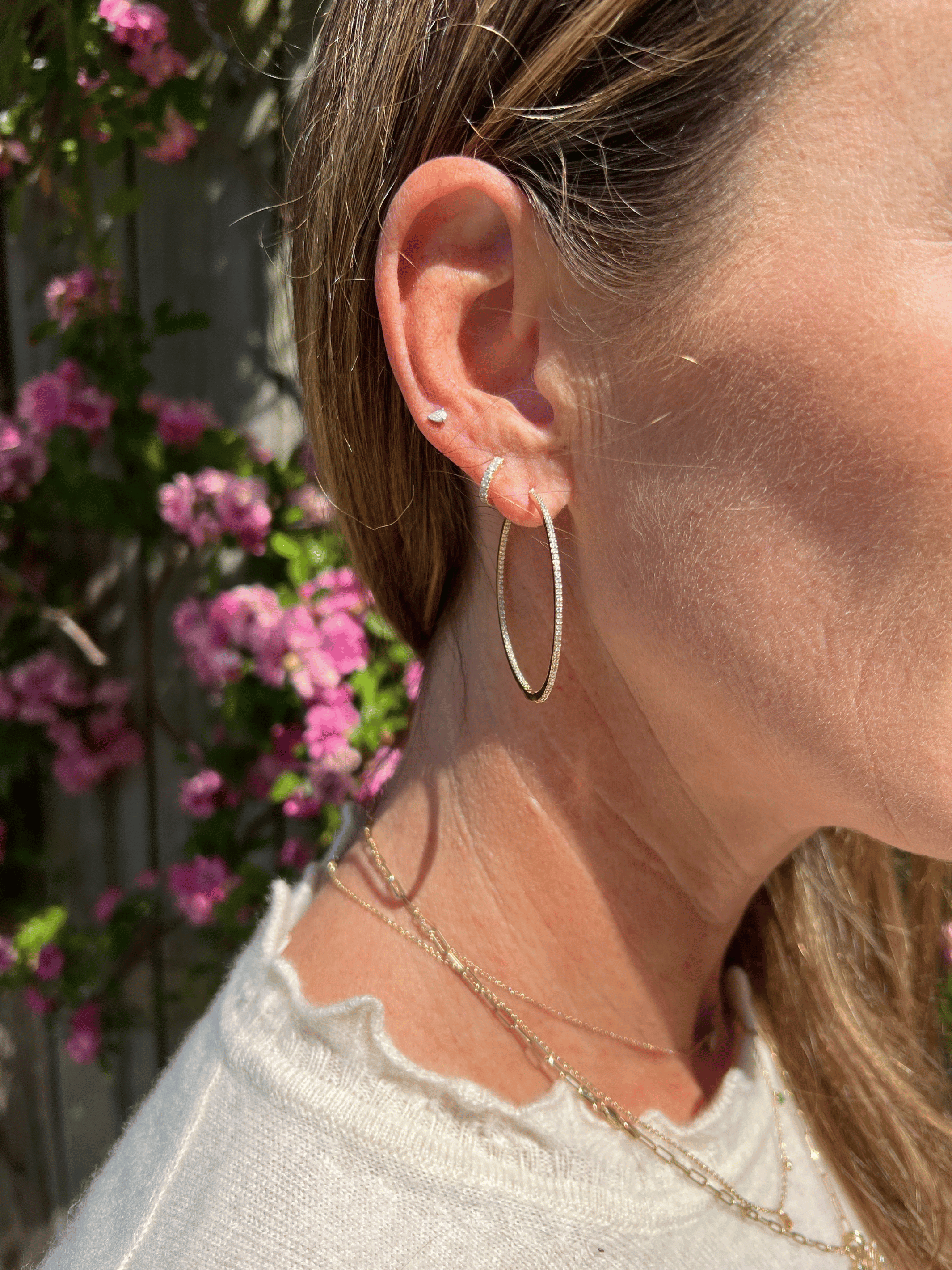 Inside Out Diamond Hoop Earrings 14K