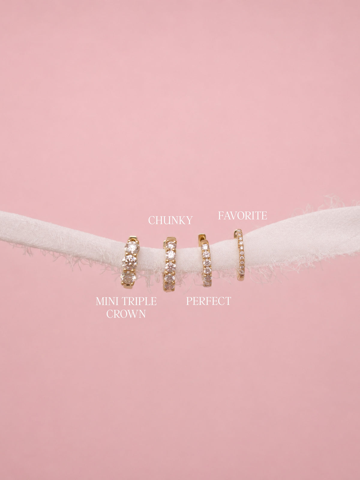 Mini Triple Crown Diamond Huggie Earrings 14K
