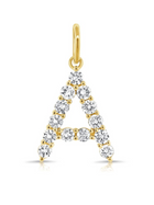 Diamond Initial Charm Necklace 14K