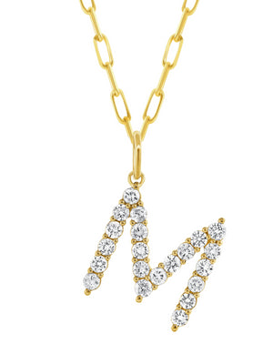 Diamond Initial Charm Necklace 14K